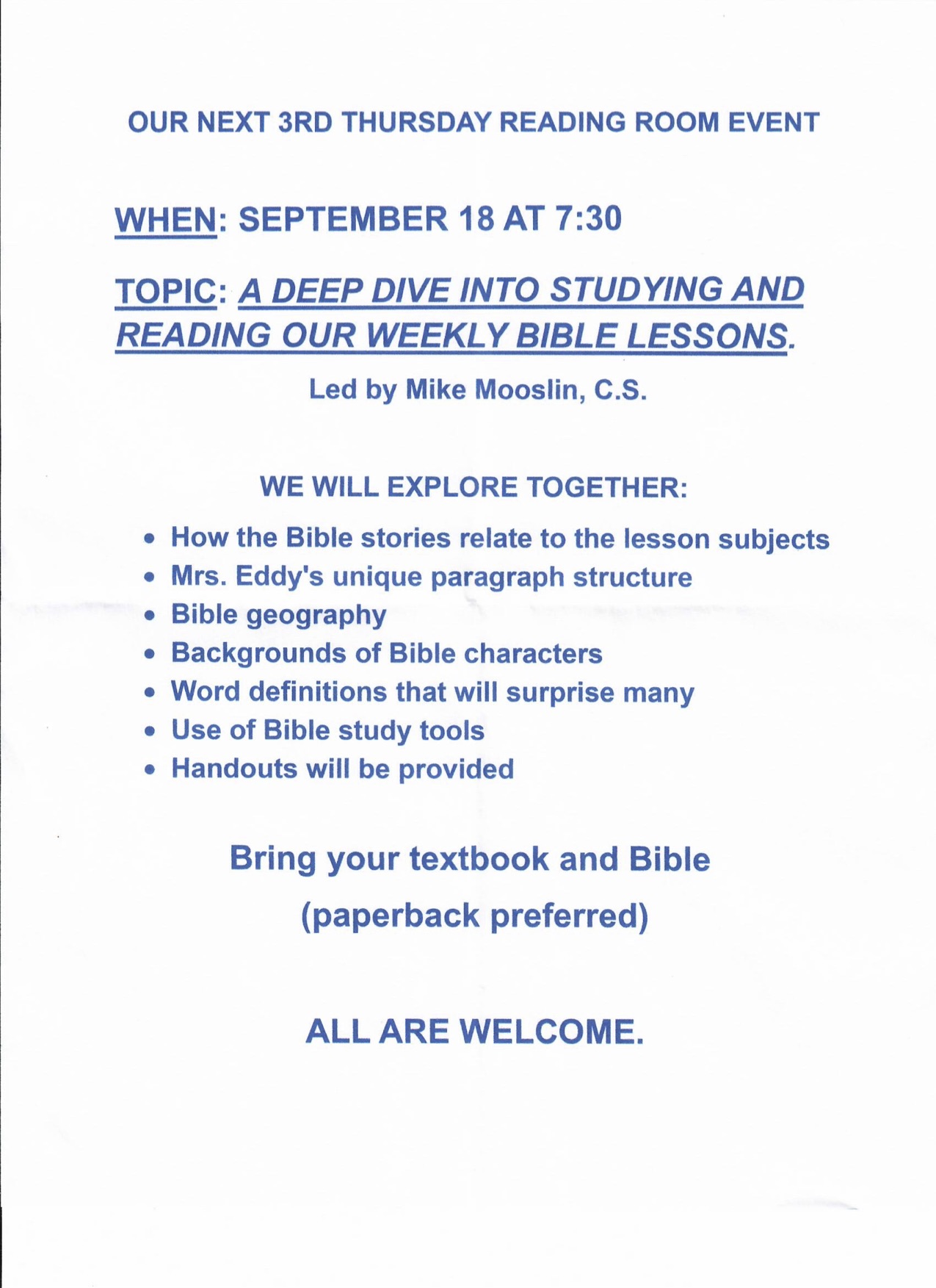 Bible Lesson 9-18